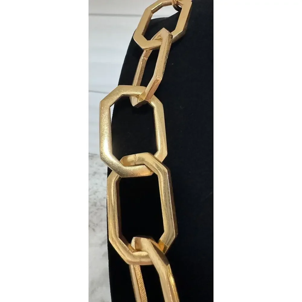 Oscar de la Renta MCM Huge Gold Tone Chain Link Necklace